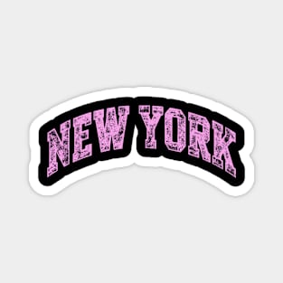 New York Varsity Pink Text Magnet