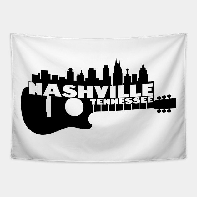 Nashville Tennessee Guitar Silhouette - Nashville Tennessee - Tapestry 
