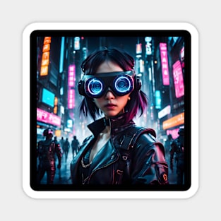 Cyberpunk Hacker Girl Magnet