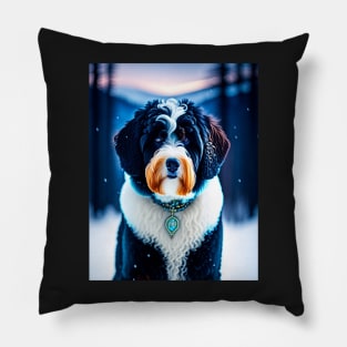 Aussiedoodle Winter Theme Pillow