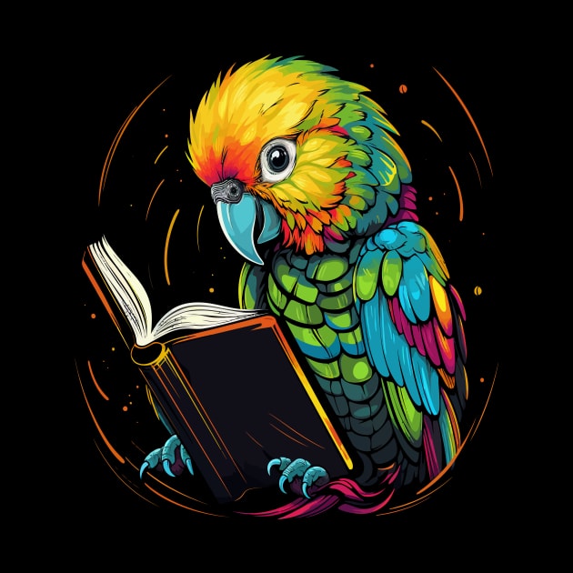 Parakeet Reads Book by JH Mart