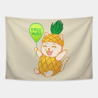 Fruit Cat : Pineapple Free Hugs Tapestry