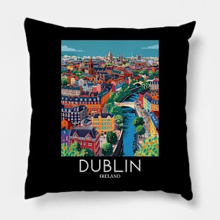 A Pop Art Travel Print of Dublin - Ireland Pillow