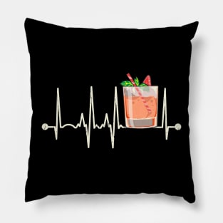 Funny Cocktail Rocks Glass Heartbeat Happy Cocktail Hour Pillow