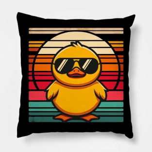 Cool Retro Yellow Duck in Sunglasses 70s 80s 90s Funny Duck Pillow