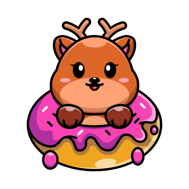 Cute baby deer with doughnut cartoon by Wawadzgnstuff
