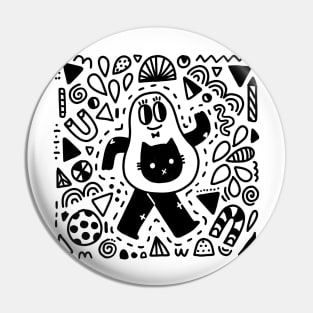 Funny adorable avocado and cat doodles Pin