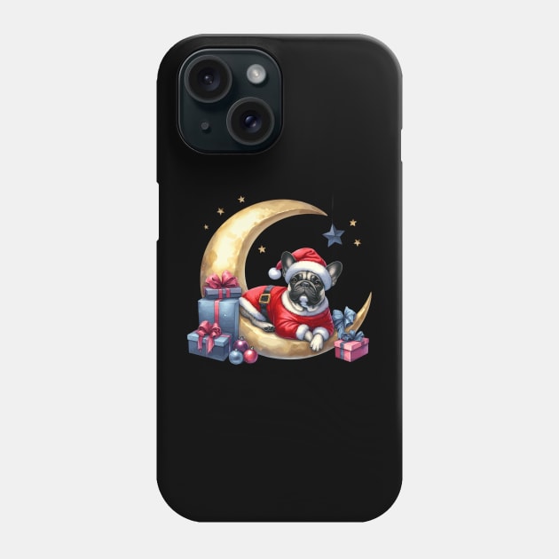 French Bulldog On The Moon Christmas Phone Case by Graceful Designs