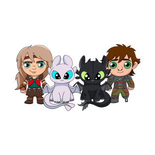 How to train your dragon fanart, Toothless and Hiccup, Astrid and Light Fury, Httyd T-Shirt