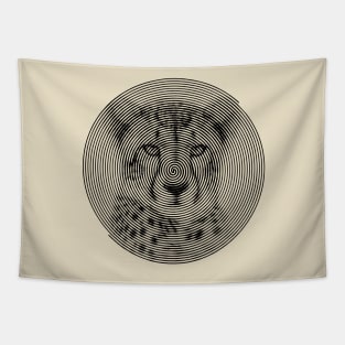 Cheetah Face Close-up in Spiroglyphic Style Spiral Circles Tapestry