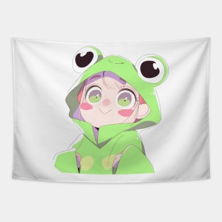 Anime Girl Wearing Frog Jacket Tapestry