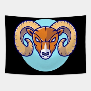 Angry Ram Mascot Cartoon Vector Icon Illustration Tapestry