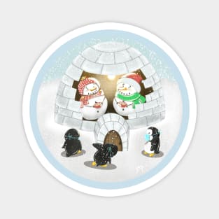 Two Cosy Snowmen Magnet