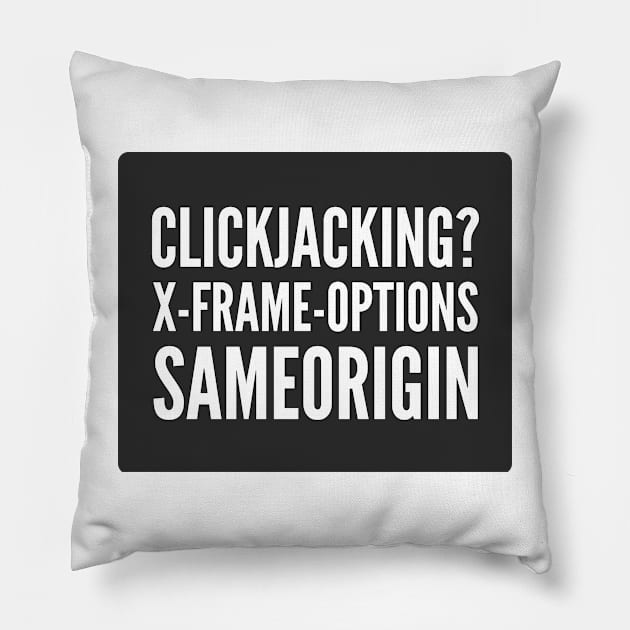 Secure Coding Clickjacking X-Frame-Options SAMEORIGIN Black Background Pillow by FSEstyle
