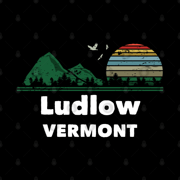 Mountain Sunset Flying Birds Outdoor Ludlow Vermont by greenrepublicmerch