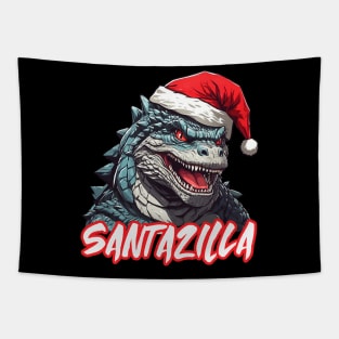 Santazilla Japanese Monster Kaiju Christmas Tapestry
