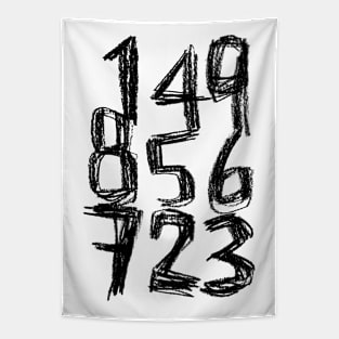 Random Black Numbers Tapestry