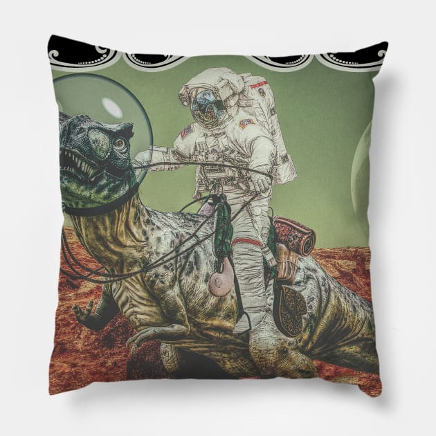 Dinosaur in Space Pillow by SPAZE