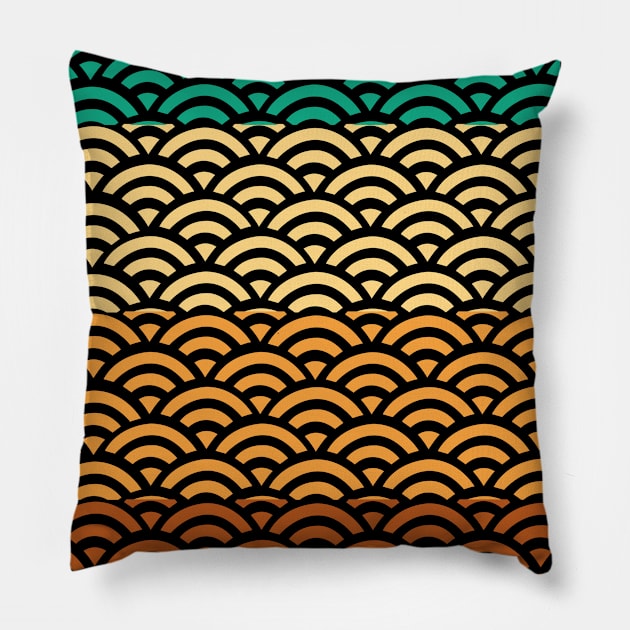 Retro Japanese Clouds Pattern Pillow by HCreatives