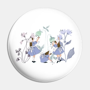 Cottagecore girls collecting stars from flowers Pin