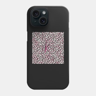 Letter K Monogram & Pink Leopard Print Phone Case