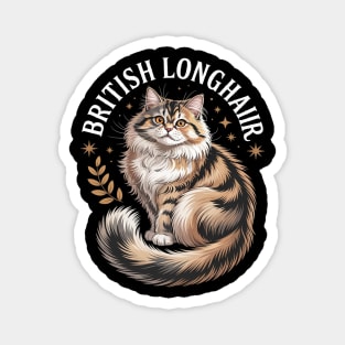 Floral Whimsical British Longhair Cat Straight Magnet