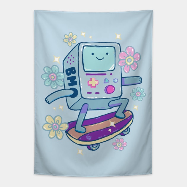 Skateboard BMO Tapestry by DajonAcevedo