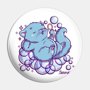 Cute cat blowing bubbles Pin