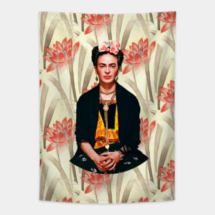 Frida Kahlo - Feminist Lotus Flower Tapestry