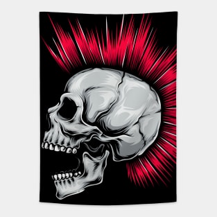 Mohawk Punk Skull Tapestry