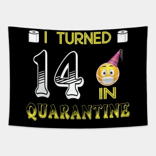 I Turned 14 in quarantine Funny face mask Toilet paper Tapestry