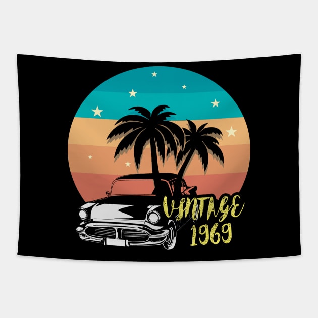 1969 BIRTHDAY VINTAGE CARS CLASSIC Tapestry by AdeShirts