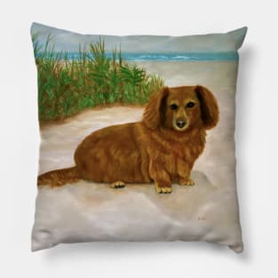 Long Haired Daschound Pillow