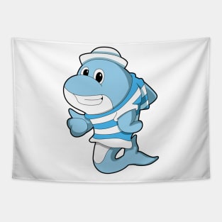 Dolphin as Sailor with Sailor hat Tapestry