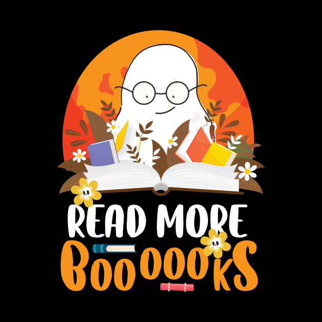 Read More Books Halloween Cute Ghost Boo Librarian Teacher, read more boooooks by printalpha-art