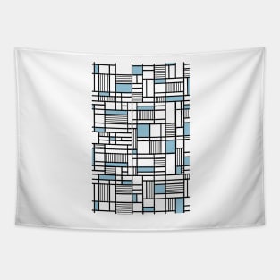 Map Lines Sky Blue Tapestry