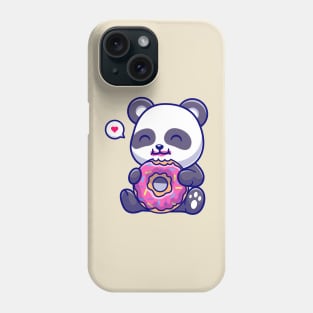 Cute Panda Eating Doughnut Cartoon Phone Case