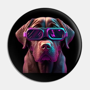 Futuristic Dog in a Vaporwave Style Pin