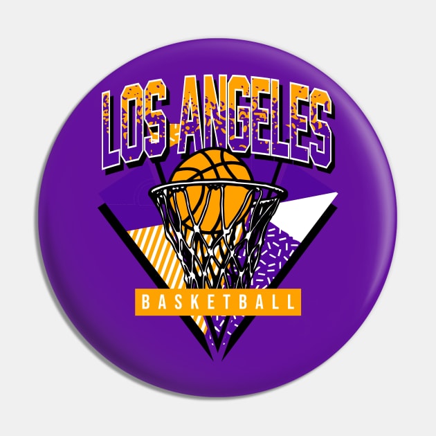 Los Angeles 90 Basketball Throwback Pin by funandgames