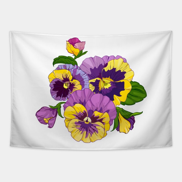 purple pansy flowers Tapestry by  ESHA-Studio