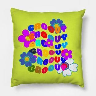 Retro hippie groovy flower design Pillow