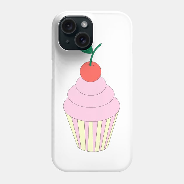 Pink Cupcake With Cherry On Top Digital Art | Melanie Jensen Illustrations Phone Case by illusima