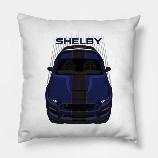 Ford Mustang Shelby GT350R 2015 - 2020 - Kona Blue - Black Stripes Pillow by V8social