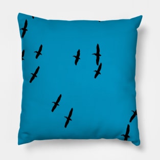 Pelican Crossing Birds Flight Silhouette Pillow