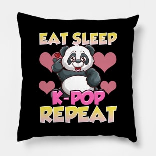 Cute Eat Sleep K-Pop Repeat Kawaii Panda KPop Pillow