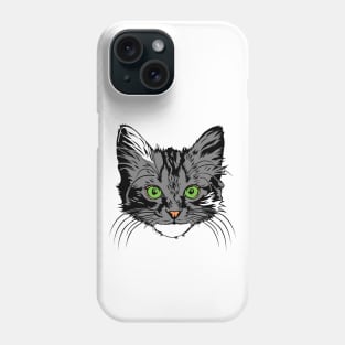 Green Eyed Grey Kitten Phone Case