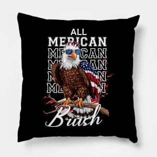 All Merican Brush Eagle USA 4th of  July Pillow