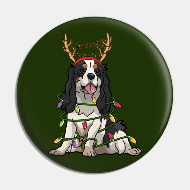 Cavalier king charles spaniel Reindeer Christmas Lights Pin by Rebrand