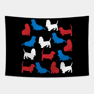 Patriotic Basset Hound Dog America Flag 4Th Of July Tapestry