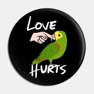 Love Hurts Yellow Headed Amazon Parrot Biting Finger Pin